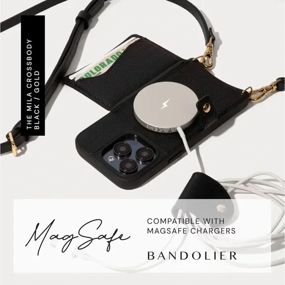 Bandolier Mila Black Leather Crossbody Phone Case for iPhone 15 Pro Max - EUC - Picture 10 of 10